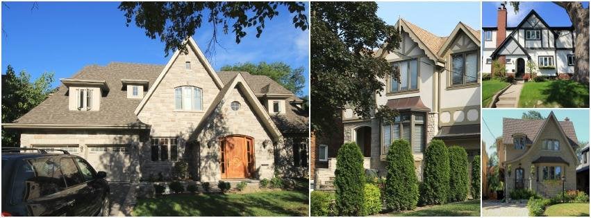 Four Houses a Unique Roof Color with a Mix of Architectural Styles in Toronto, ON