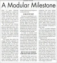 Consumer Feature Article - Modular Home